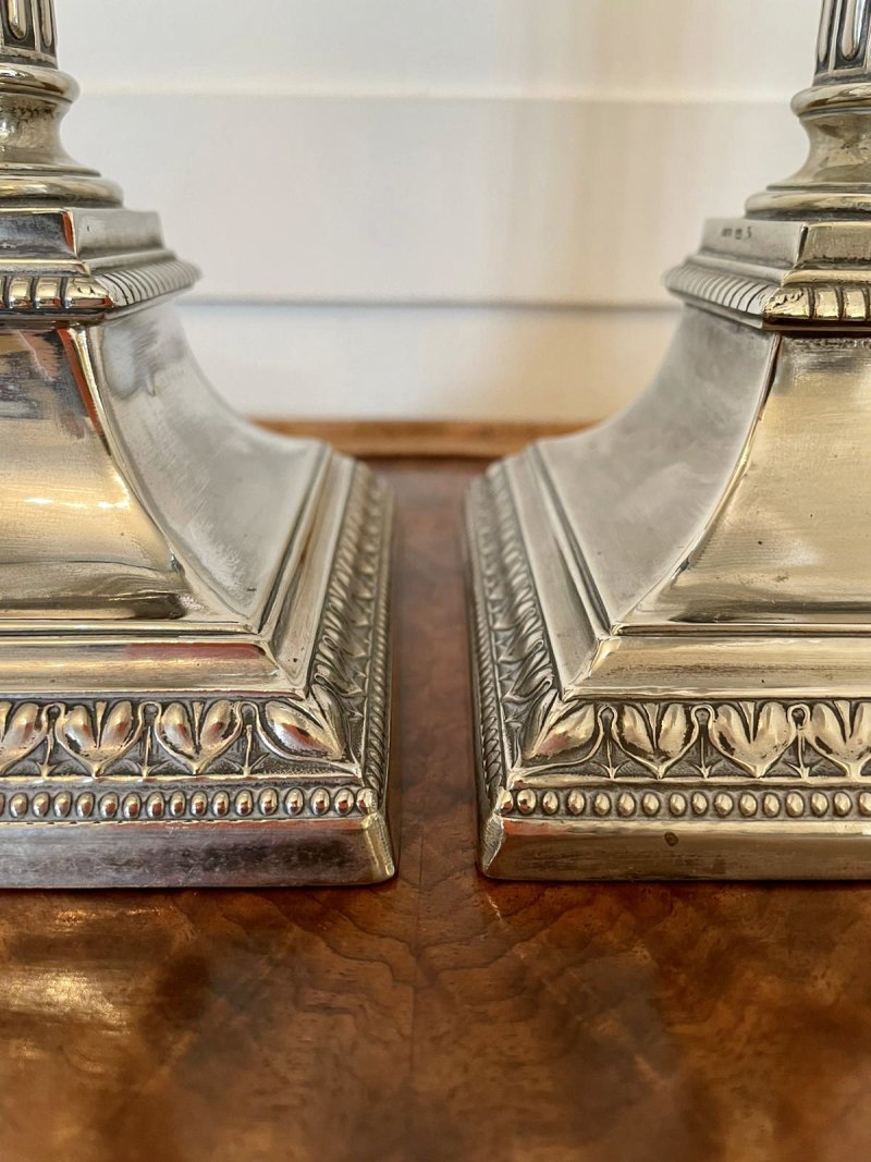 Antique Pair of Silver Plated Corinthian Candlesticks - Image 6